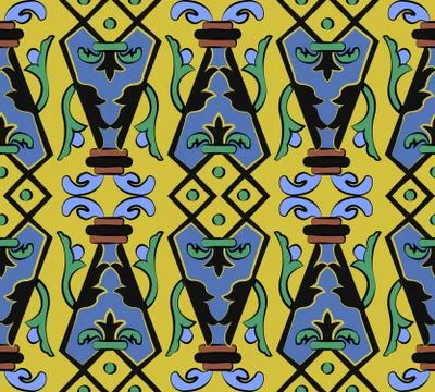 Vector damask seamless pattern background polygon check geometry cross frame  Illustrazione stock