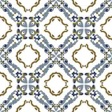 Vector damask seamless pattern background spiral curve check cross blue frame 스톡 일러스트