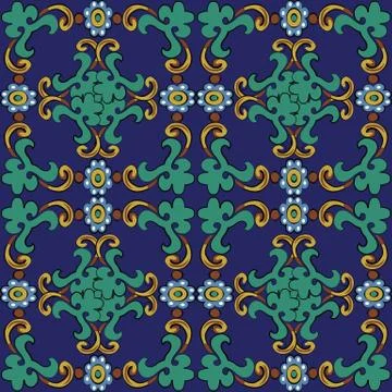 Vector damask seamless pattern background round square spiral curve cross fra Illustrazione stock