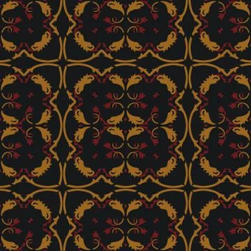 Vector damask seamless pattern background botanic garden spiral curve square  イラスト素材