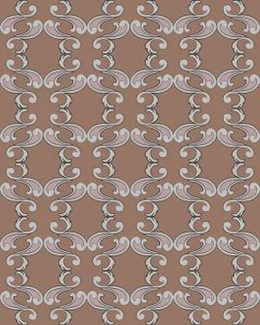 Vector damask seamless pattern background spiral curve cross feather frame Stock Illustration