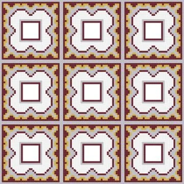 Vector damask seamless pattern background mosaic pixel geometry square cross  イラスト素材