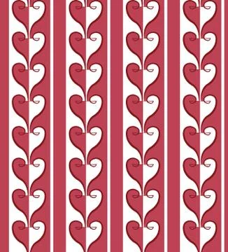 Vector damask seamless pattern background red love spiral curve cross heart l Stock Illustration