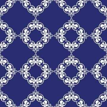 Vector damask seamless pattern background curve round spiral vine garden plan Illustrazione stock