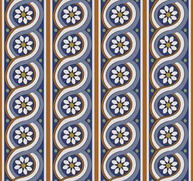 Vector damask seamless pattern background round curve cross spiral frame bota Stock Illustration