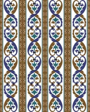 Vector damask seamless pattern background spiral curve cross plant leaf frame Stock Illustration