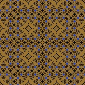 Vector damask seamless pattern background aboriginal round check cross frame  스톡 일러스트