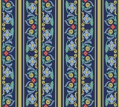 Vector damask seamless pattern background spiral vortex curve cross feather l Stock Illustration