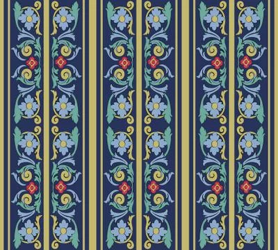 Vector damask seamless pattern background spiral vortex curve cross feather l Stock Illustration