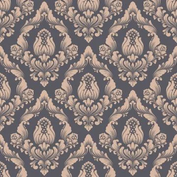 Vector damask seamless pattern background. Classical luxury old fashioned dam Illustrazione stock