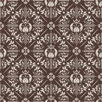 Vector damask seamless pattern background. Classical luxury old fashioned dam 스톡 일러스트
