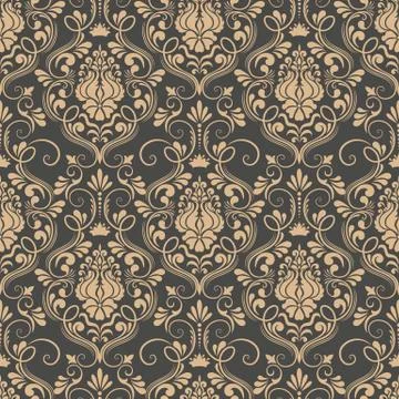 Vector damask seamless pattern background. Classical luxury old fashioned dam Illustrazione stock