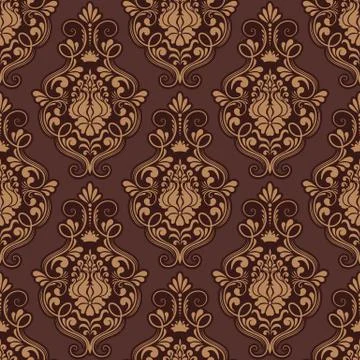 Vector damask seamless pattern background. Classical luxury old fashioned dam Illustrazione stock