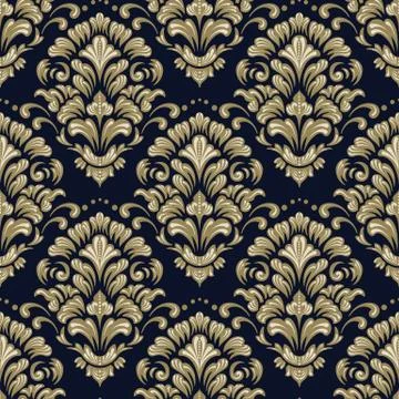 Vector damask seamless pattern background. Elegant luxury texture for wallpap Stock Illustration