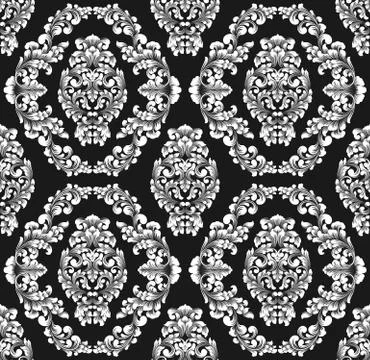 Vector damask seamless pattern background. Classical luxury old fashioned dam Illustrazione stock