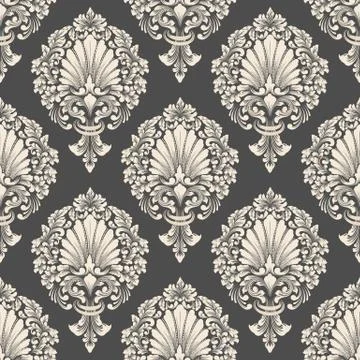 Vector damask seamless pattern background. Classical luxury old fashioned dam Illustrazione stock