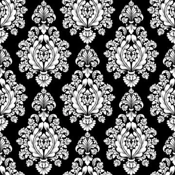 Vector damask seamless pattern background. Classical luxury old fashioned dam Illustrazione stock