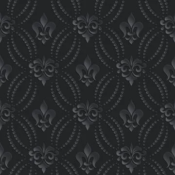 Vector damask seamless pattern dark background. Elegant luxury texture for wa Illustrazione stock