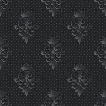 Vector damask seamless pattern dark background. Elegant luxury texture for wa Stock Illustration