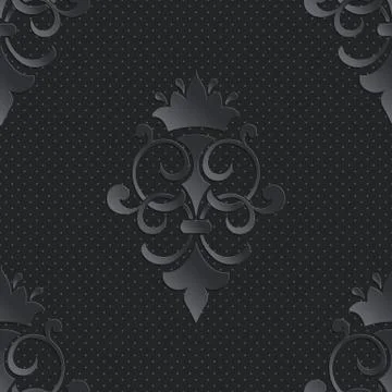 Vector damask seamless pattern dark element. Elegant luxury texture for wallp Illustrazione stock