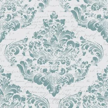 Vector damask seamless pattern element with ancient text. Classical luxury old 스톡 일러스트