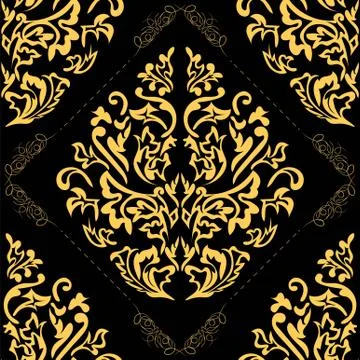 Vector damask seamless pattern element. Classical damask ornament, royal vict Stock Illustration