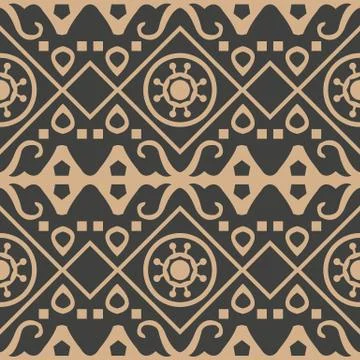 Vector damask seamless retro pattern background aboriginal round check cross  Illustrazione stock