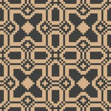 Vector damask seamless retro pattern background mosaic pixel polygon geometry 스톡 일러스트