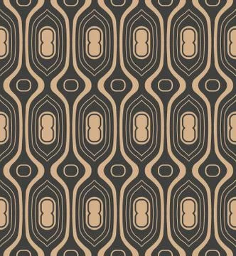 Vector damask seamless retro pattern background aboriginal oval curve cross s Stock Illustration