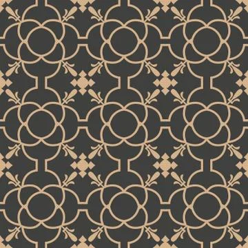 Vector damask seamless retro pattern background curve cross frame line flower Illustrazione stock