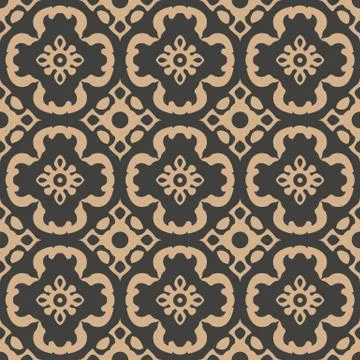 Vector damask seamless retro pattern background spiral curve cross flower kal Illustrazione stock
