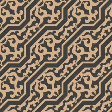 Vector damask seamless retro pattern background polygon geometry cross spiral 库存插图
