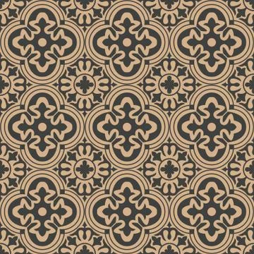 Vector damask seamless retro pattern background round curve cross frame flowe Stock Illustration