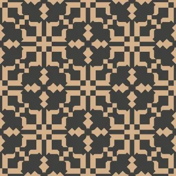 Vector damask seamless retro pattern background geometry pixel mosaic cross k Stock Illustration