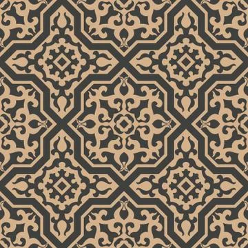 Vector damask seamless retro pattern background polygon geometry cross frame  스톡 일러스트