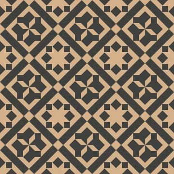 Vector damask seamless retro pattern background polygon check geometry cross  库存插图