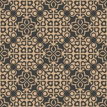 Vector damask seamless retro pattern background round curve cross kaleidoscop Stock Illustration