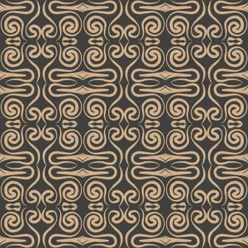 Vector damask seamless retro pattern background spiral vortex cross aborigina Stock Illustration