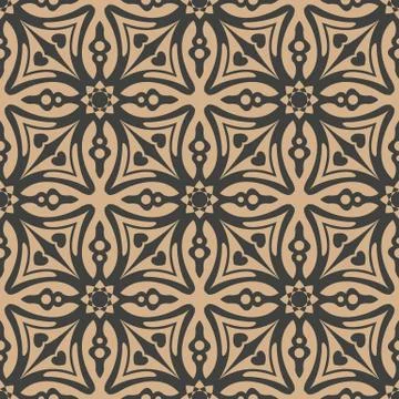 Vector damask seamless retro pattern background curve cross frame flower kale Stockillustratie