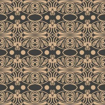 Vector damask seamless retro pattern background round oval curve cross aborig 스톡 일러스트