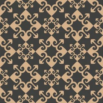 Vector damask seamless retro pattern background curve arrow geometry cross ka 스톡 일러스트