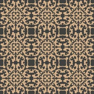 Vector damask seamless retro pattern background spiral curve cross plant leaf 스톡 일러스트