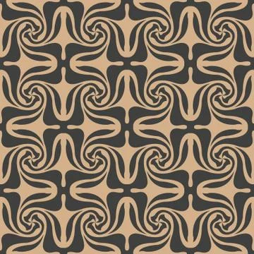 Vector damask seamless retro pattern background spiral vortex curve cross fra Stock Illustration