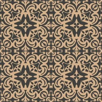 Vector damask seamless retro pattern background spiral vortex cross vine leaf Stock Illustration