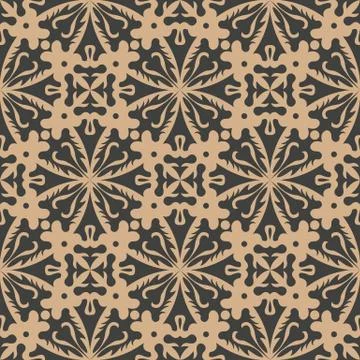Vector damask seamless retro pattern background round curve cross plant leaf  Illustrazione stock