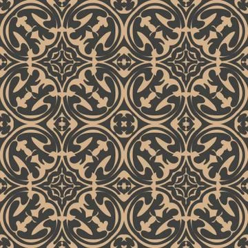 Vector damask seamless retro pattern background round curve spiral cross plan 스톡 일러스트