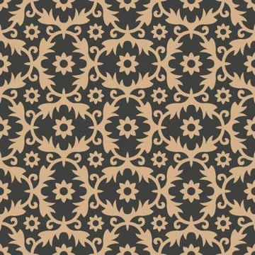 Vector damask seamless retro pattern background oval spiral curve cross leaf  Illustrazione stock
