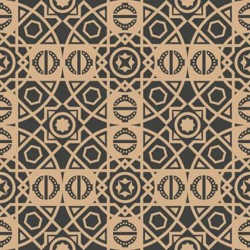 Vector damask seamless retro pattern background round square polygon geometry Illustrazione stock