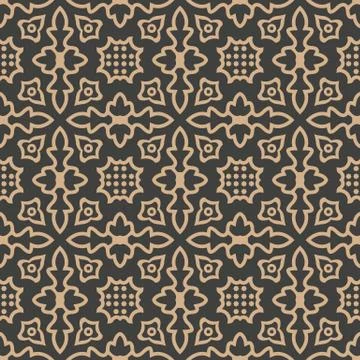 Vector damask seamless retro pattern background curve dot geometry cross fram Illustrazione stock