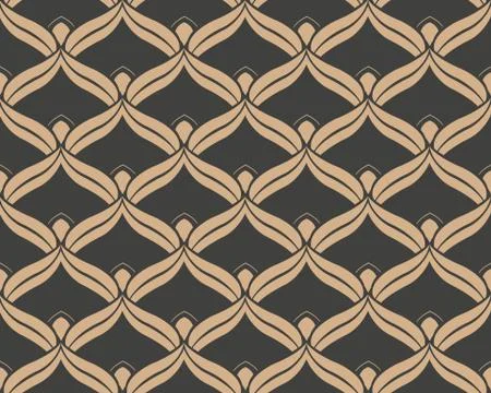 Vector damask seamless retro pattern background curve cross ribbon wave frame Stock Illustration